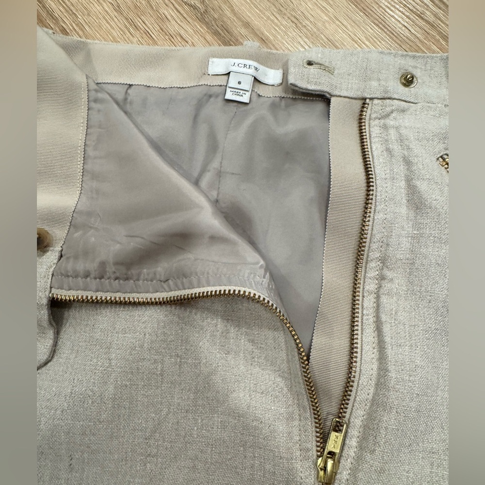 J. Crew Light Gray Mini Skirt with Gold Zipper - Picture 7 of 11